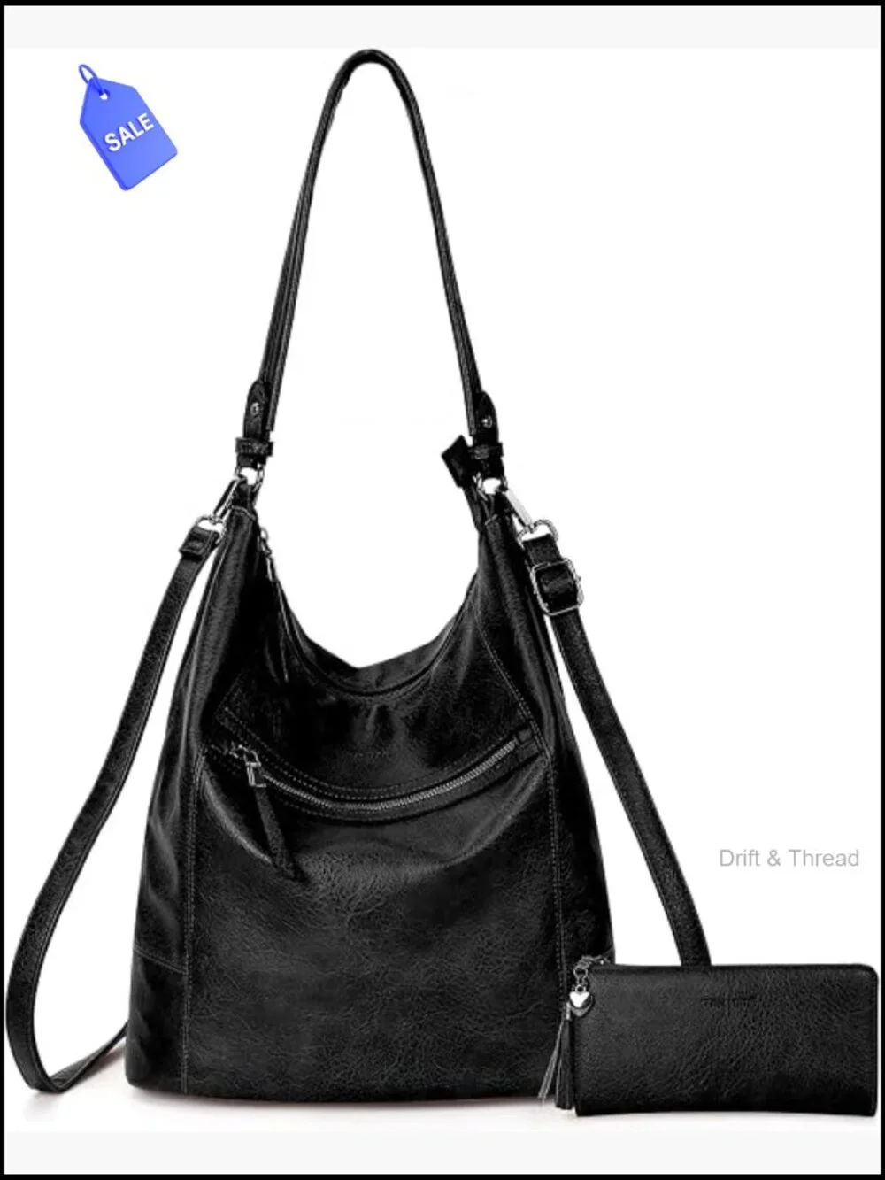 Women's Hobo Crossbody Handbag with Tassel, Large Capacity Purse Set